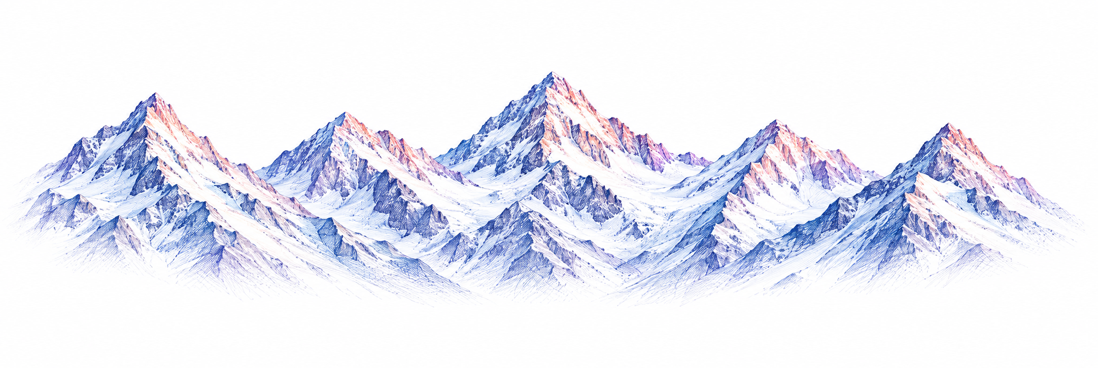 A mountain ridge drawn with colorful pens